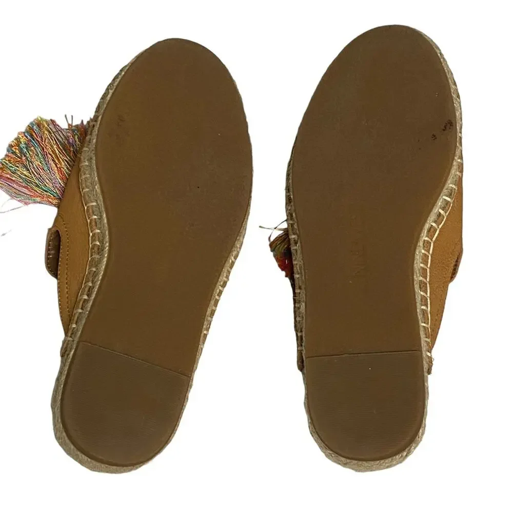 Nine West Val Leather Rainbow Tassel Mule Flats Size 7
